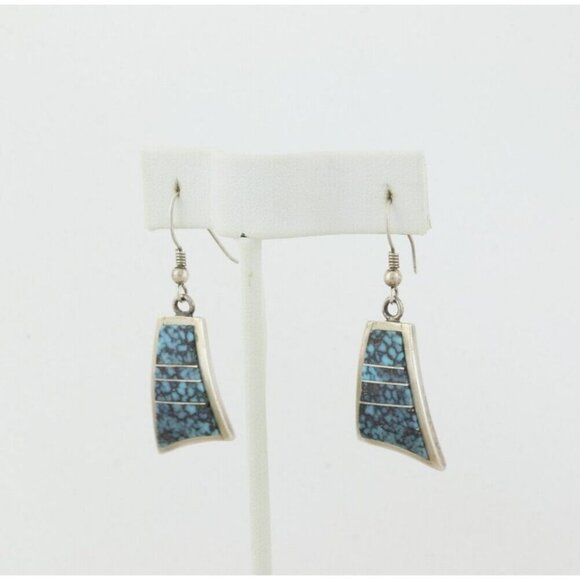 Sterling Silver Turquoise Earrings Dangle Drop - Picture 5 of 8